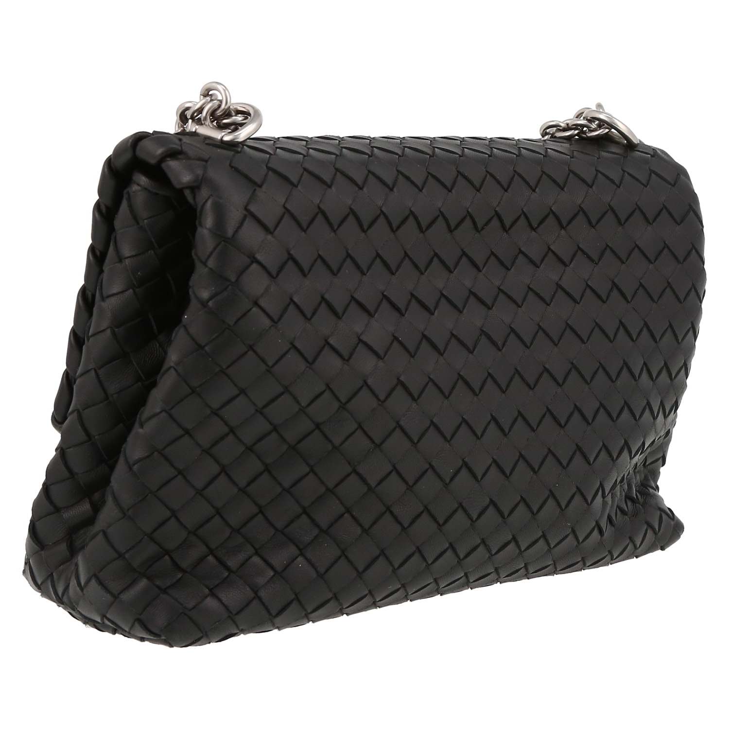 Sac à main Bottega Veneta  Olimpia en cuir intrecciato noir - Detail D6