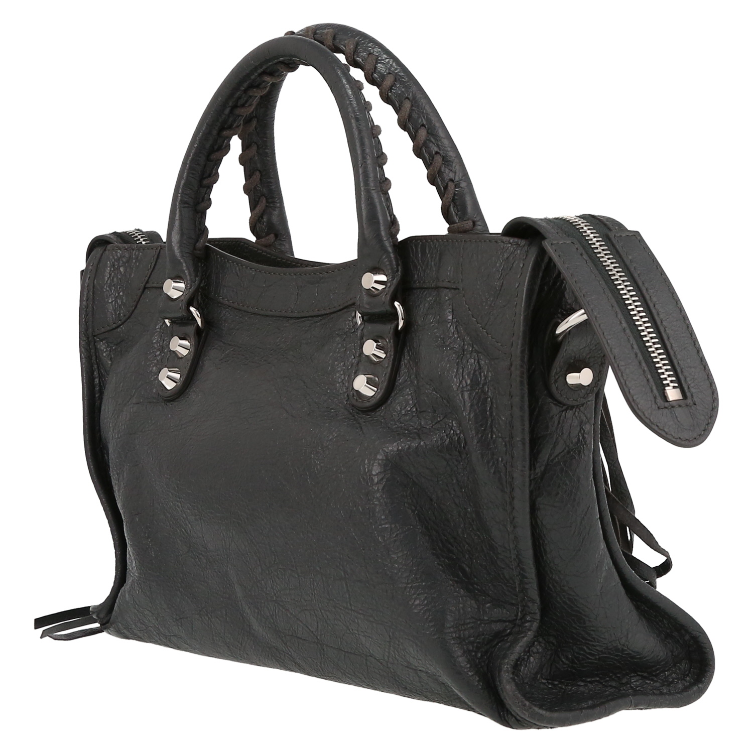 Sac à main Balenciaga  City en cuir gris - Detail D5
