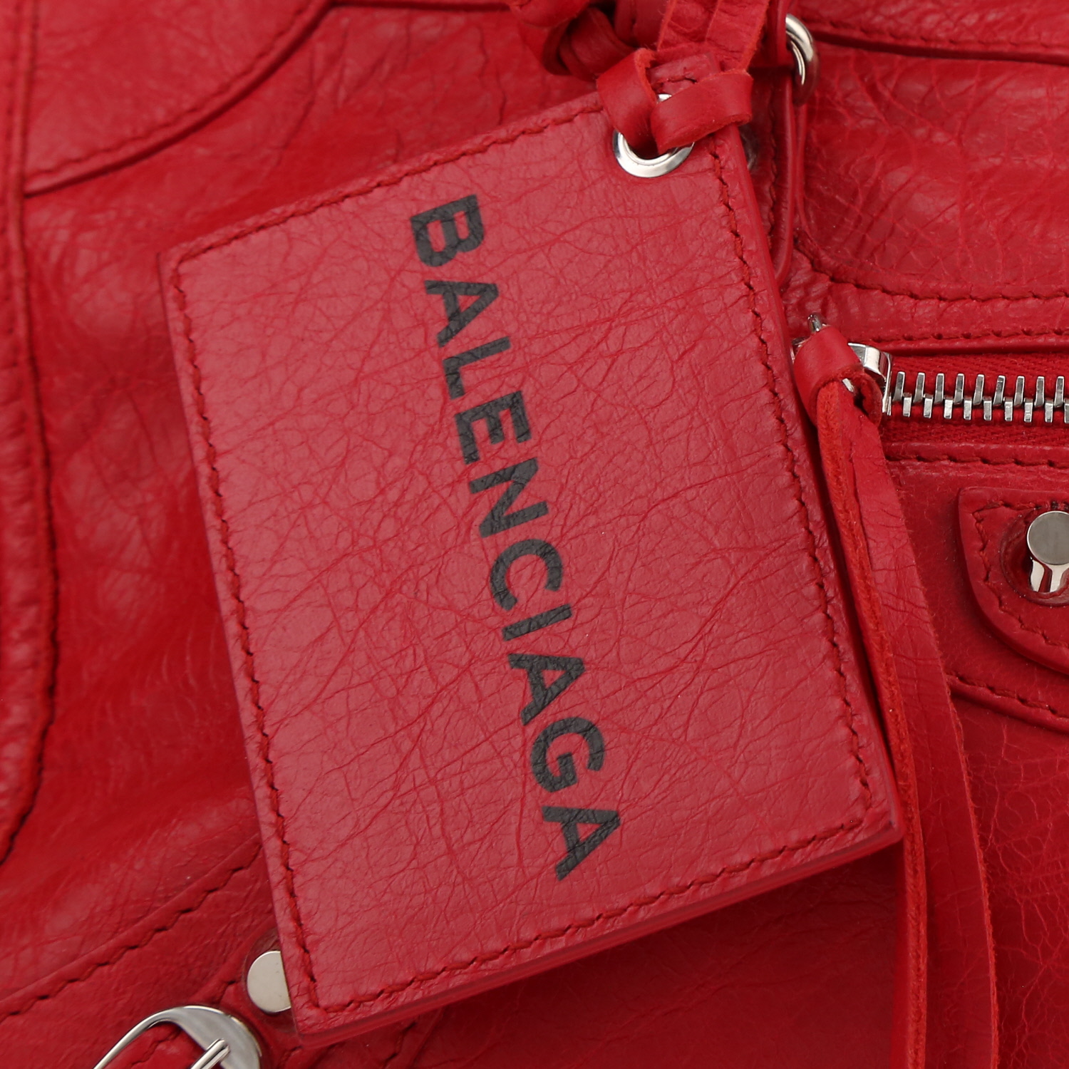 Balenciaga  City handbag  in red leather - Detail D1