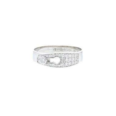 Bague rigide Dinh Van Serrure en or blanc et diamants