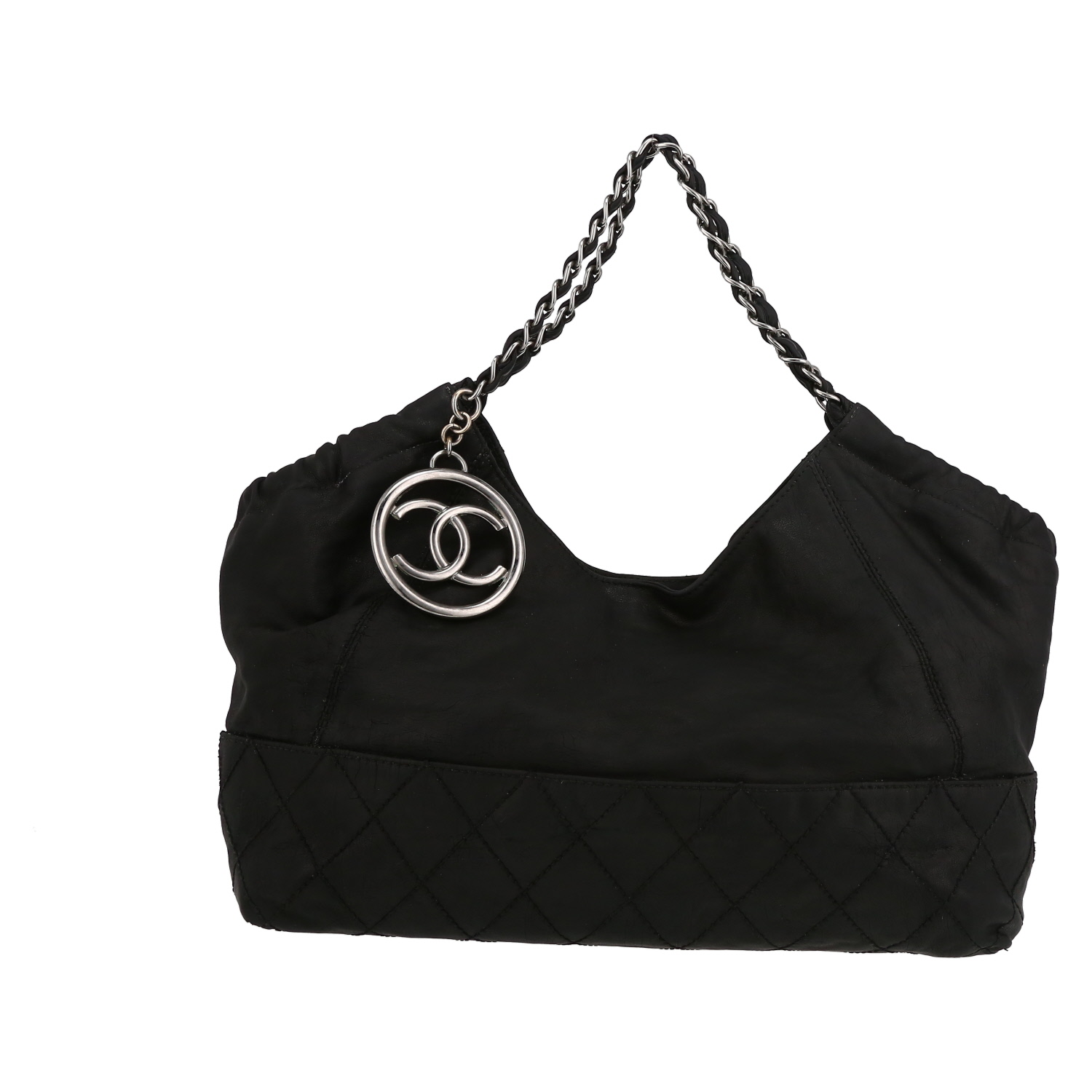Sac cabas Chanel  Coco Cabas en cuir noir - Detail D2