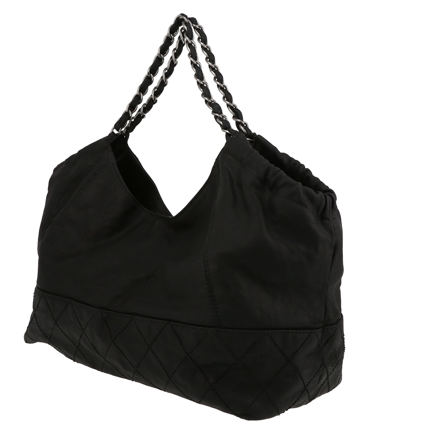 Sac cabas Chanel  Coco Cabas en cuir noir - Detail D5