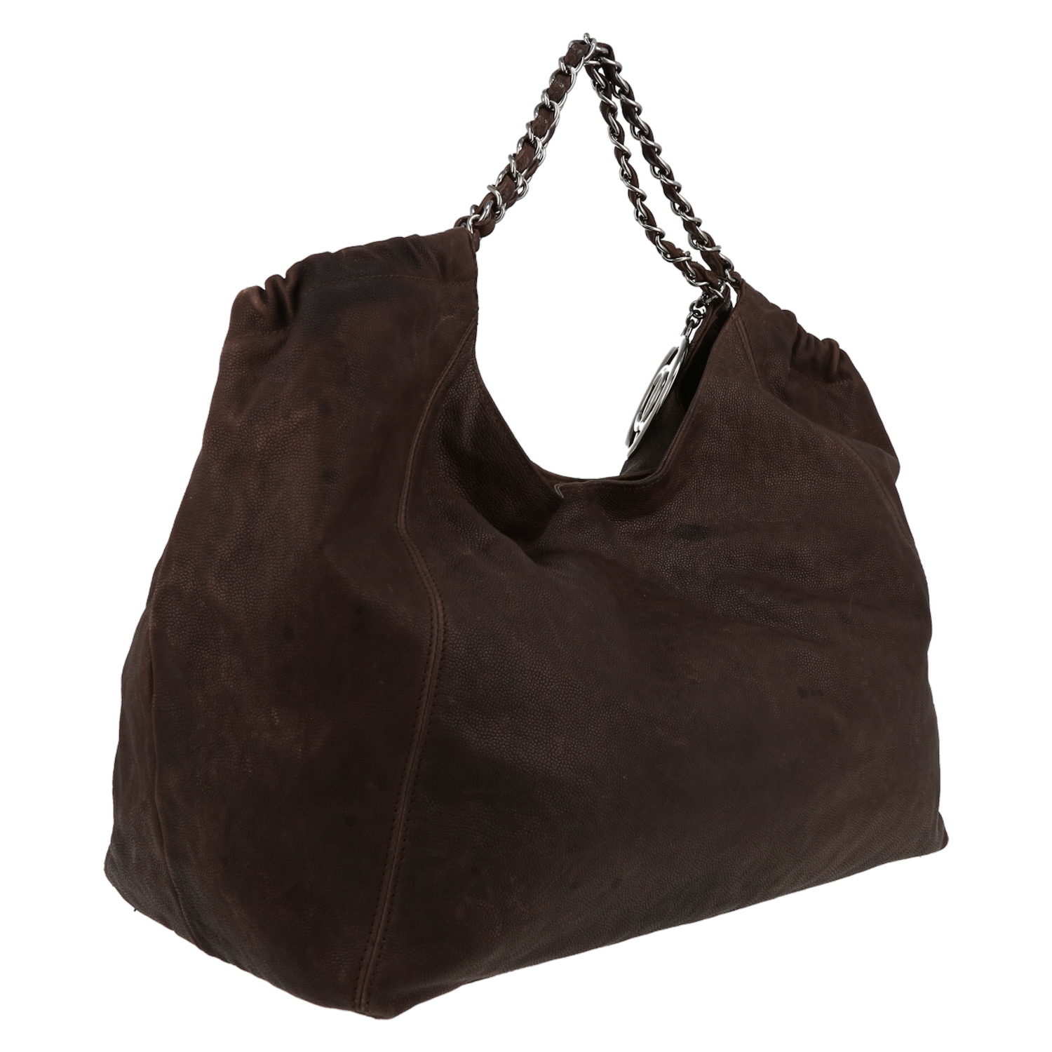 Chanel  Coco Cabas shopping bag  in brown leather - Detail D6