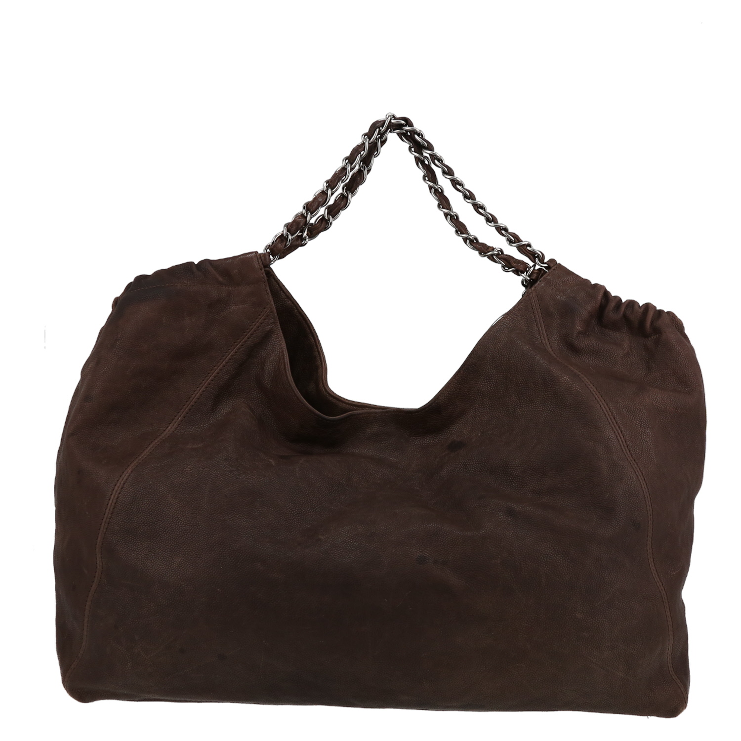 Chanel  Coco Cabas shopping bag  in brown leather - Detail D7