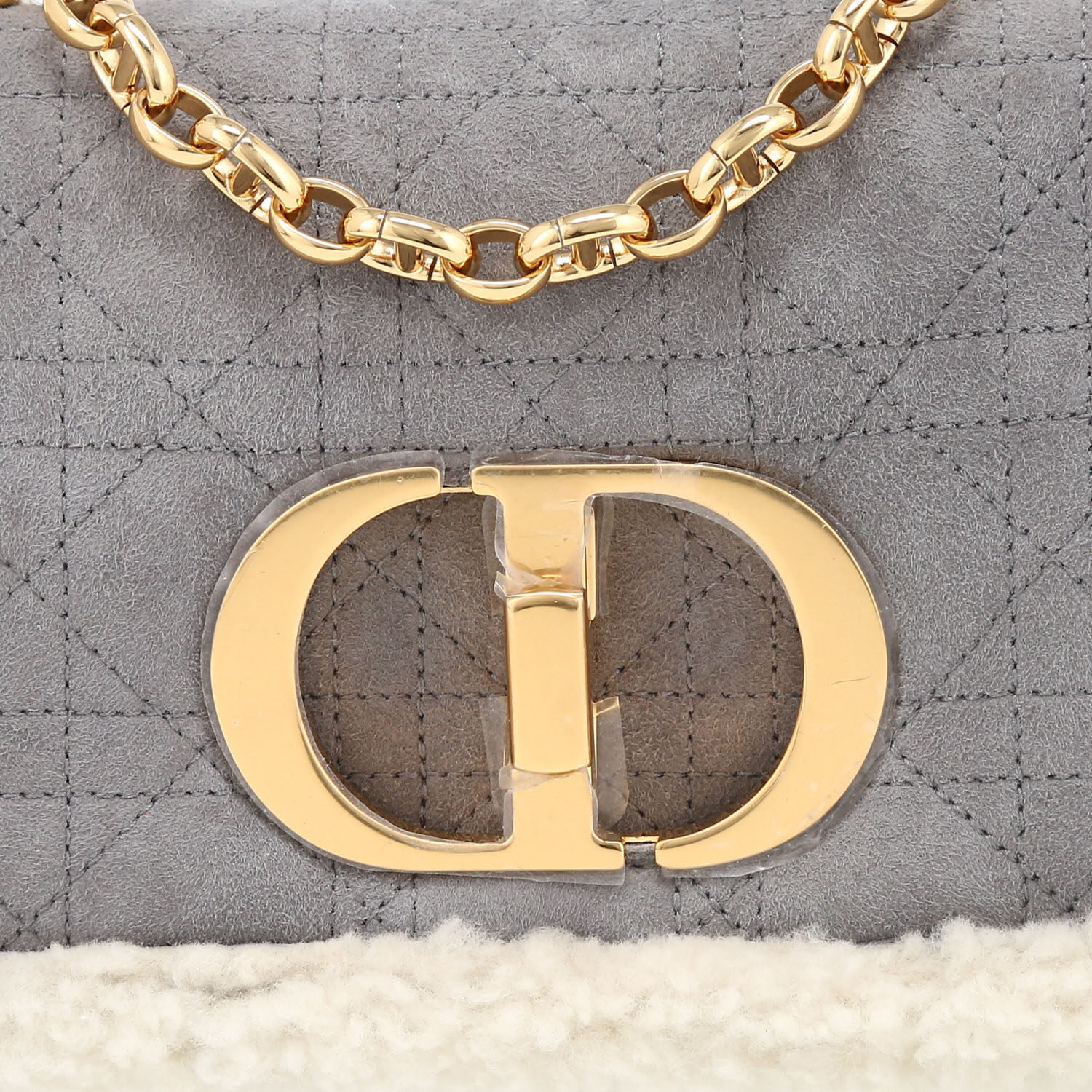 Dior Caro shoulder bag in grey sheepskin - Detail D1