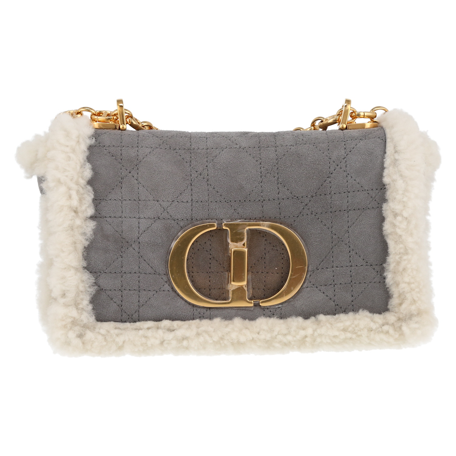 Dior Caro shoulder bag in grey sheepskin - Detail D2