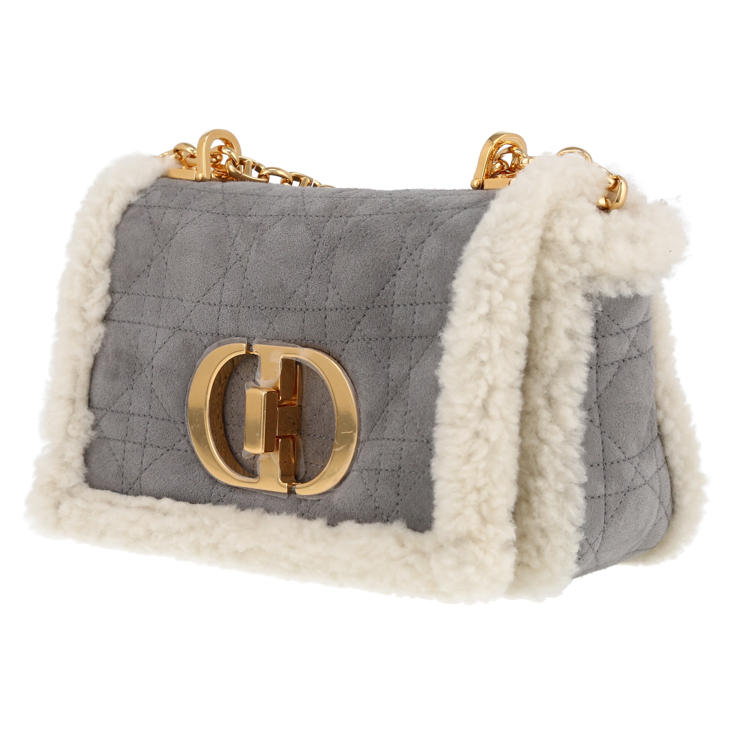 Dior Caro shoulder bag in grey sheepskin - Detail D3