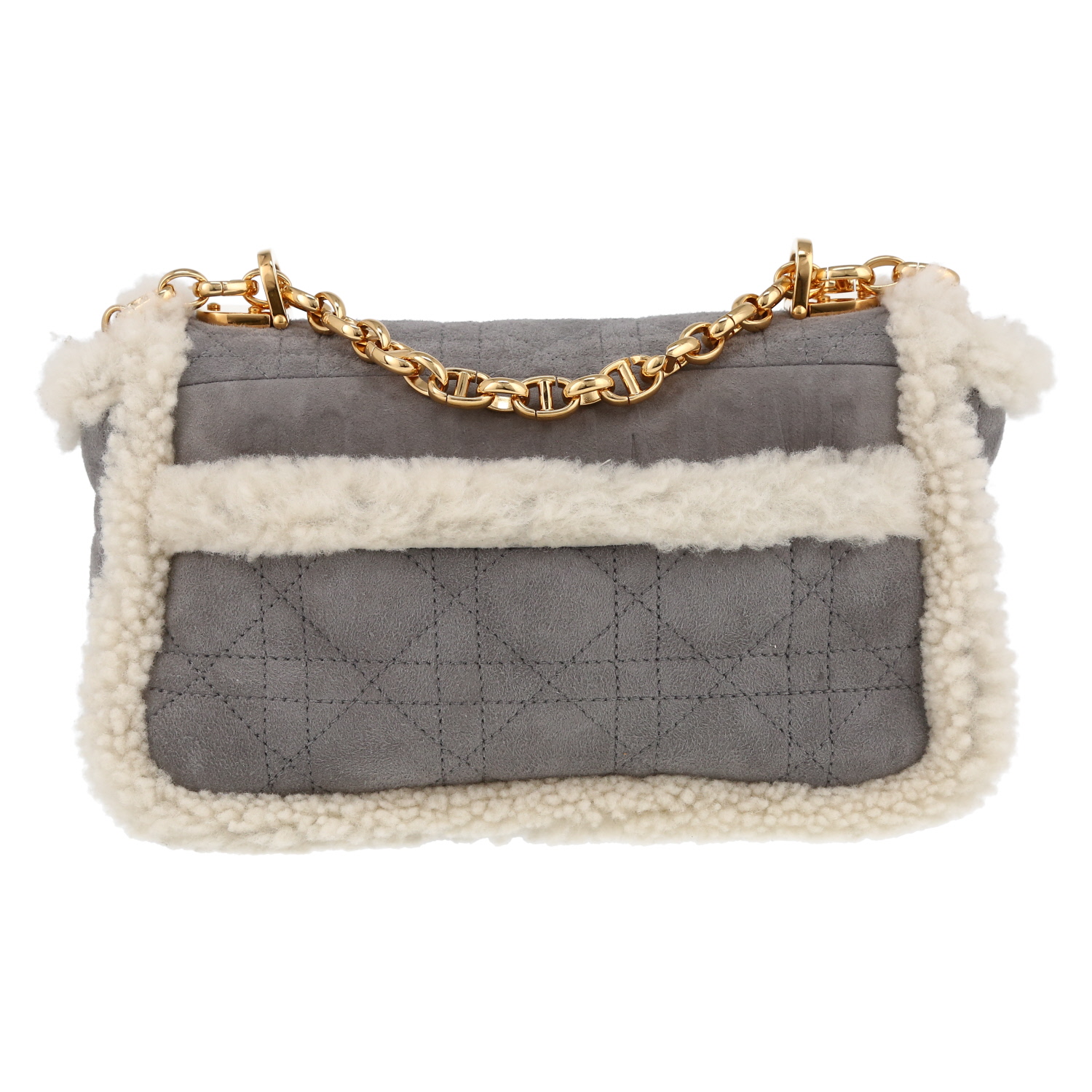 Sac bandoulière Dior  Caro en mouton retourné gris - Detail D7