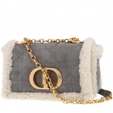 Bolso bandolera Dior  Caro en cuero de obeja volteado gris