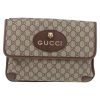 Bolso bandolera Gucci  Suprême GG en lona Monogram beige y cuero marrón - Detail D2 thumbnail