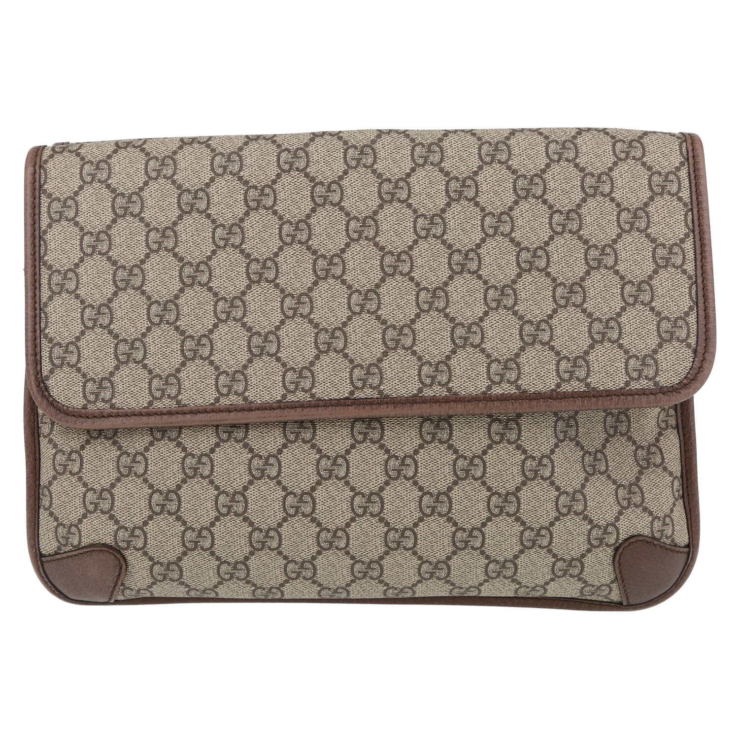 Borsa a tracolla Gucci  Suprême GG in tela monogram beige e pelle marrone - Detail D7