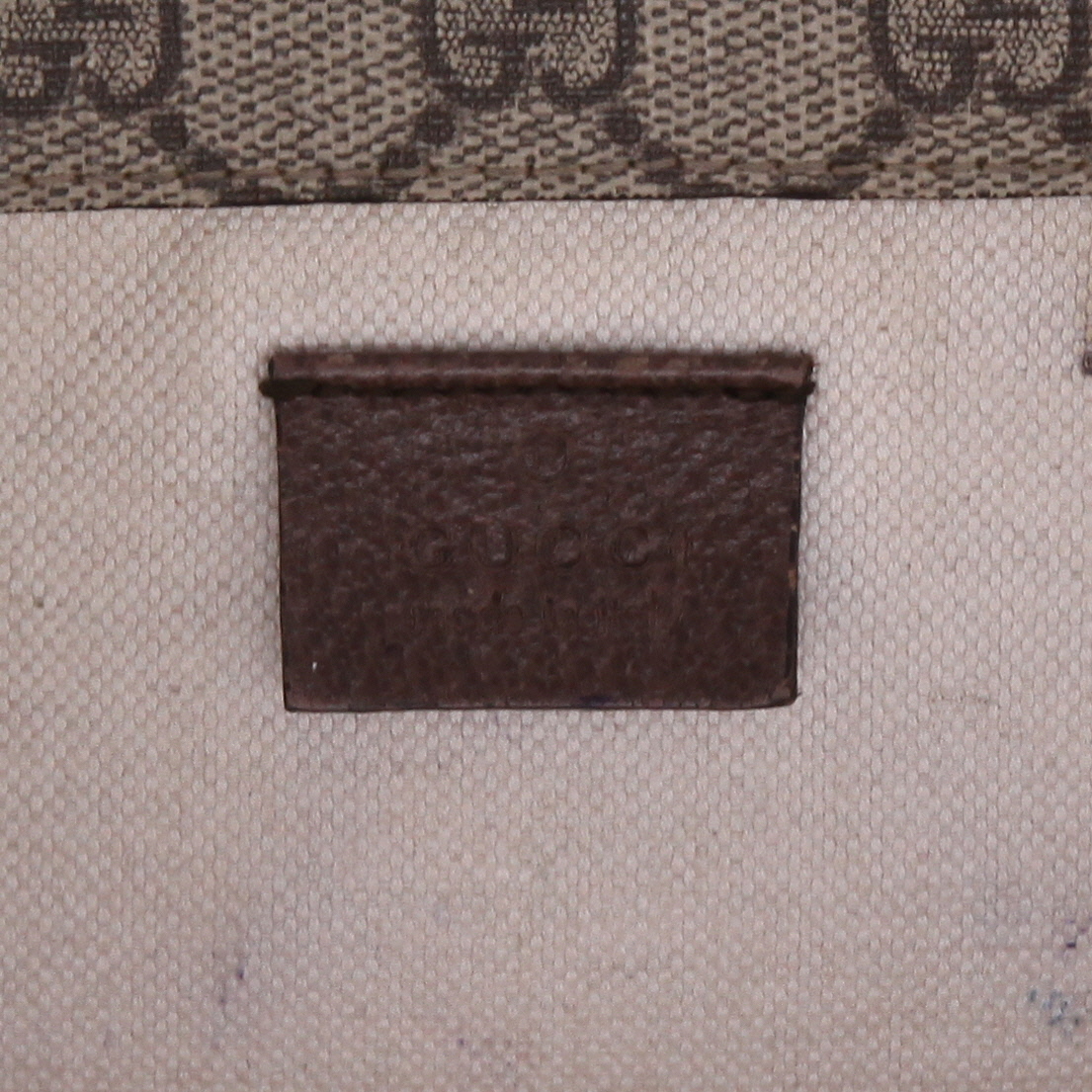 Borsa a tracolla Gucci  Suprême GG in tela monogram beige e pelle marrone - Detail D9