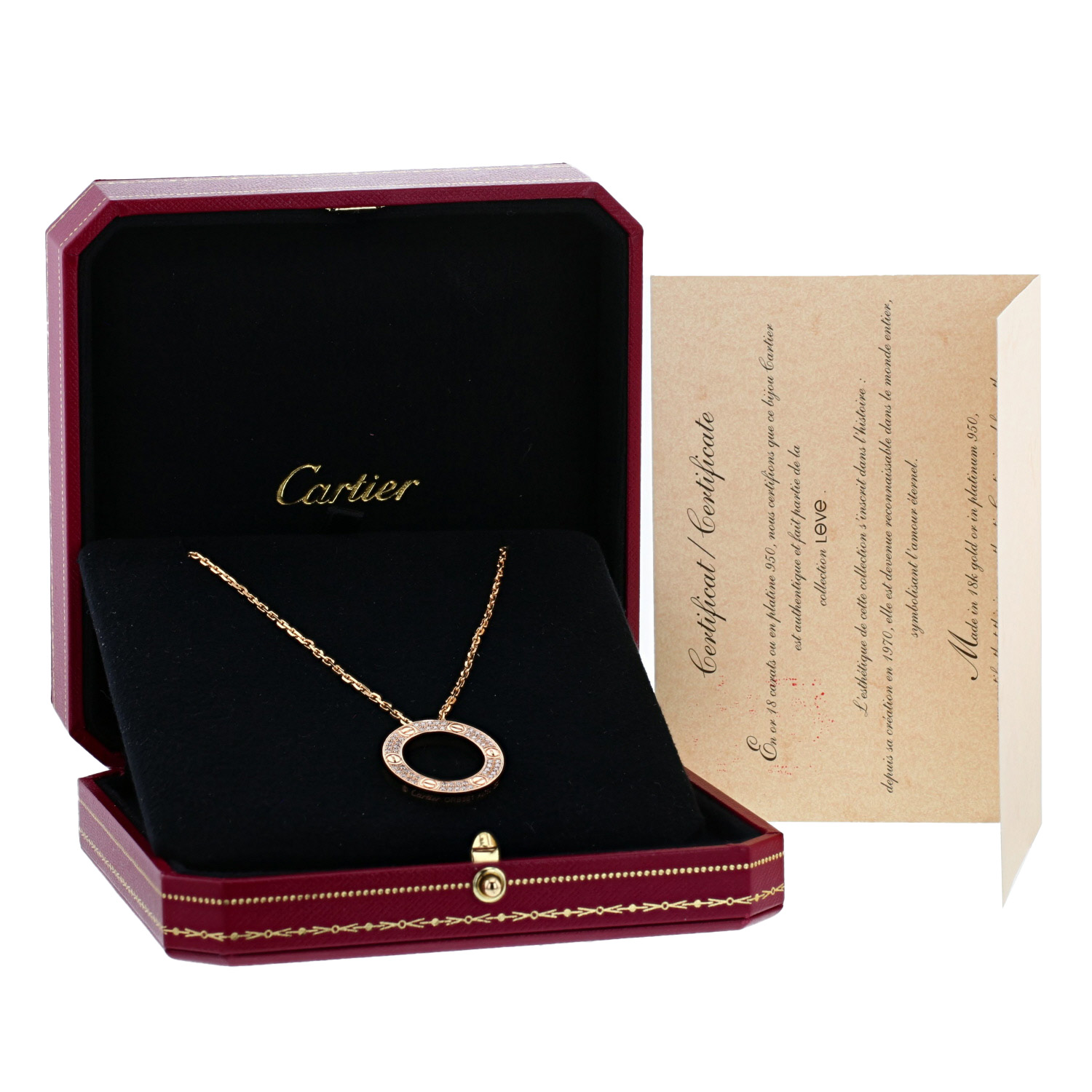 Collar Cartier Love pavé de oro rosa y diamantes - Detail D2