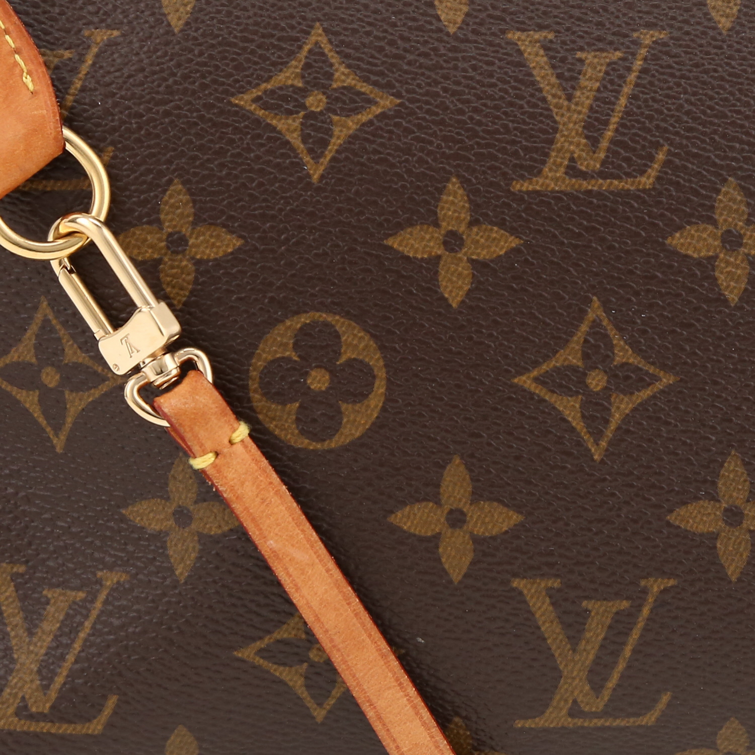Louis Vuitton  Pochette accessoires handbag/clutch  in brown monogram canvas  and natural leather - Detail D1