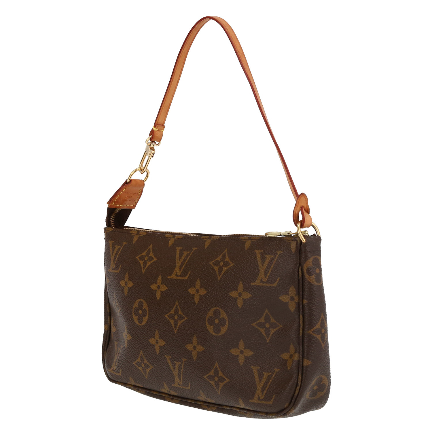 Bolso/bolsito Louis Vuitton  Pochette accessoires en lona Monogram marrón y cuero natural - Detail D3