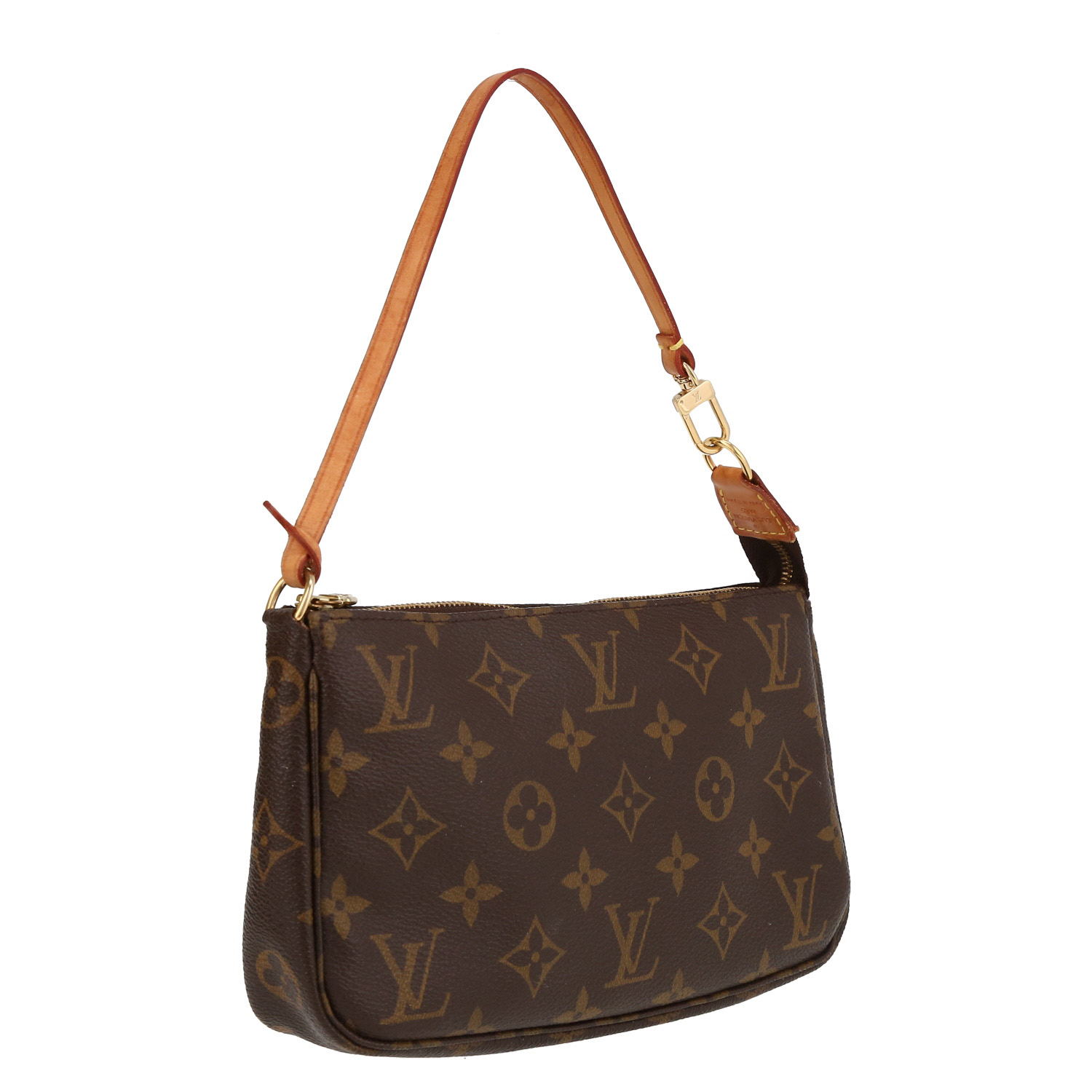 Sac/pochette Louis Vuitton  Pochette accessoires en toile monogram marron et cuir naturel - Detail D6