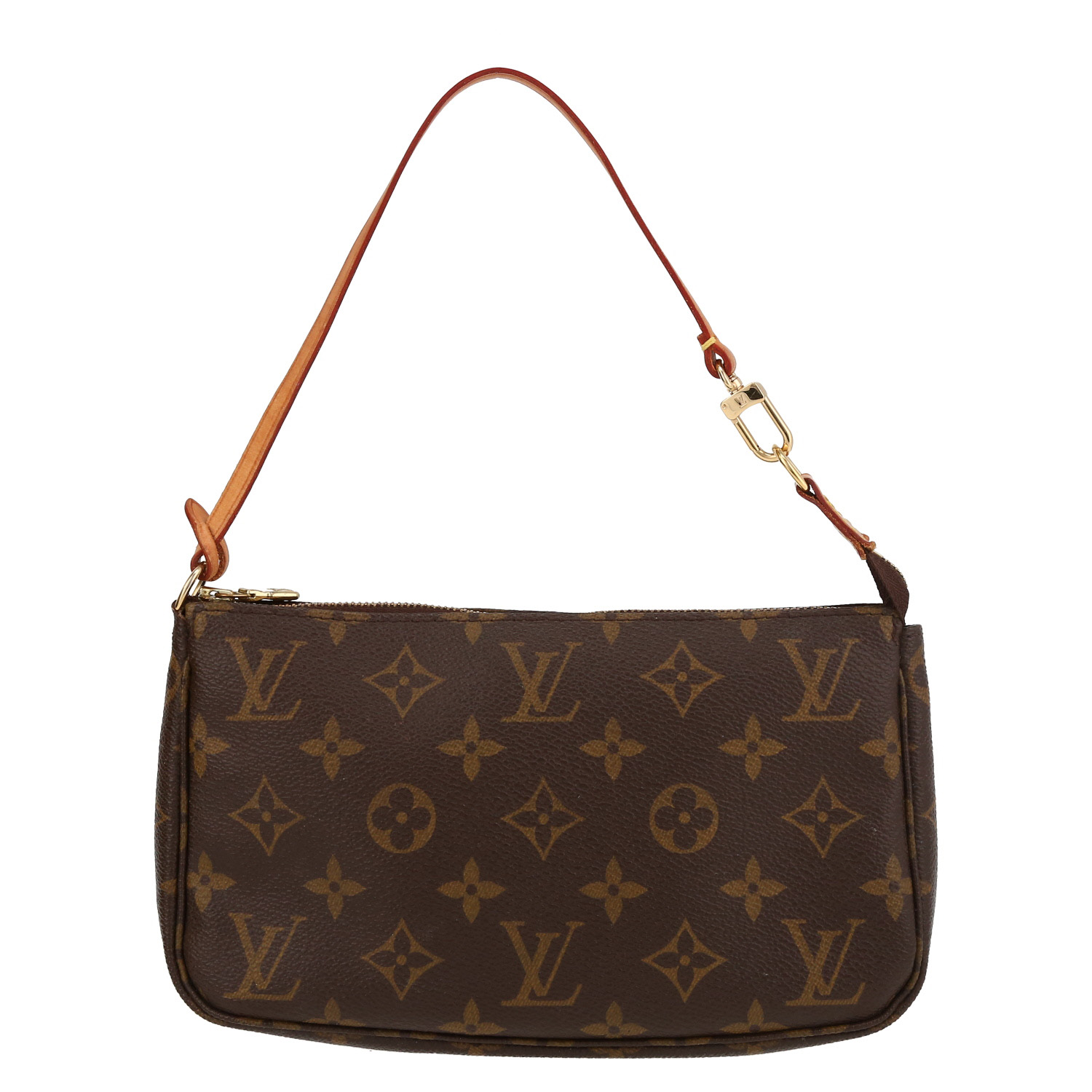 Bolso/bolsito Louis Vuitton  Pochette accessoires en lona Monogram marrón y cuero natural - Detail D7