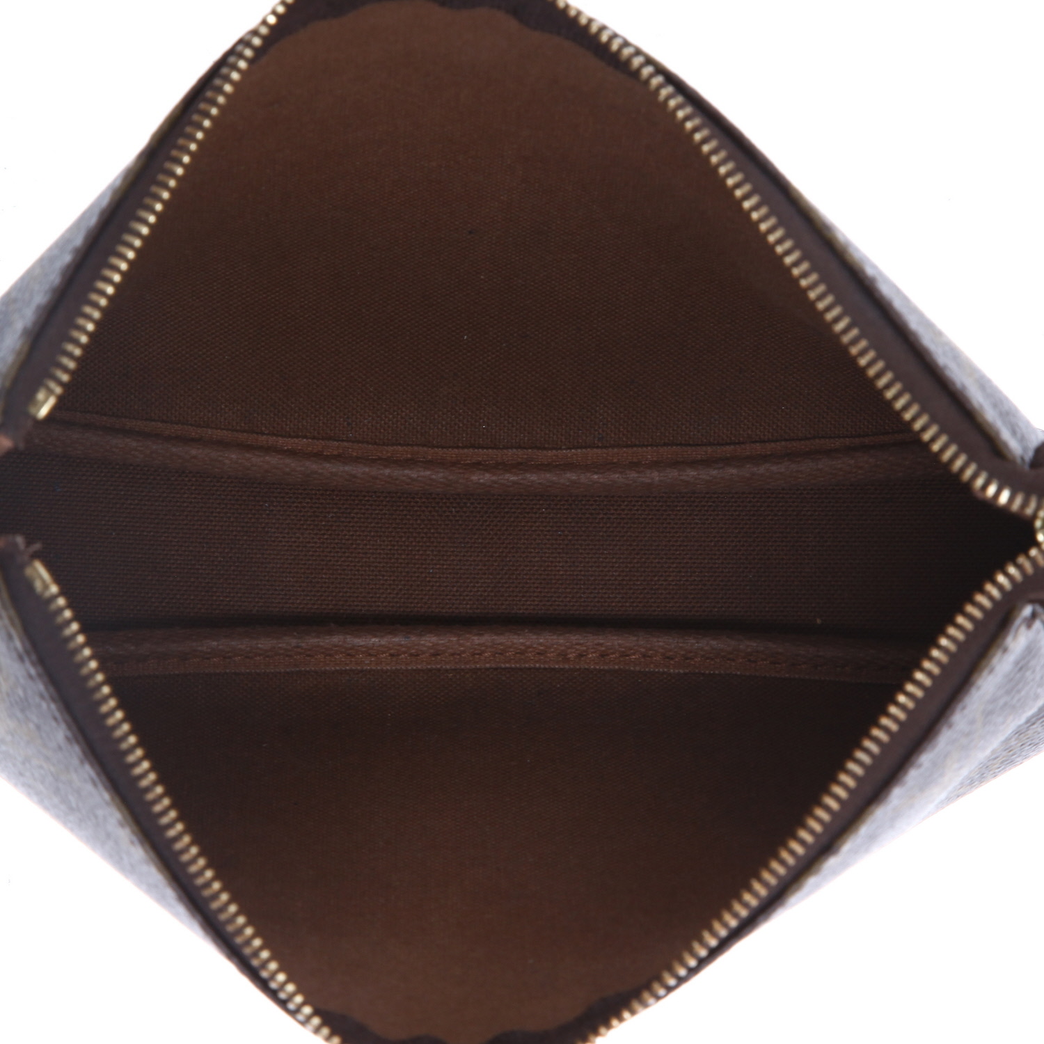 Louis Vuitton  Pochette accessoires handbag/clutch  in brown monogram canvas  and natural leather - Detail D8