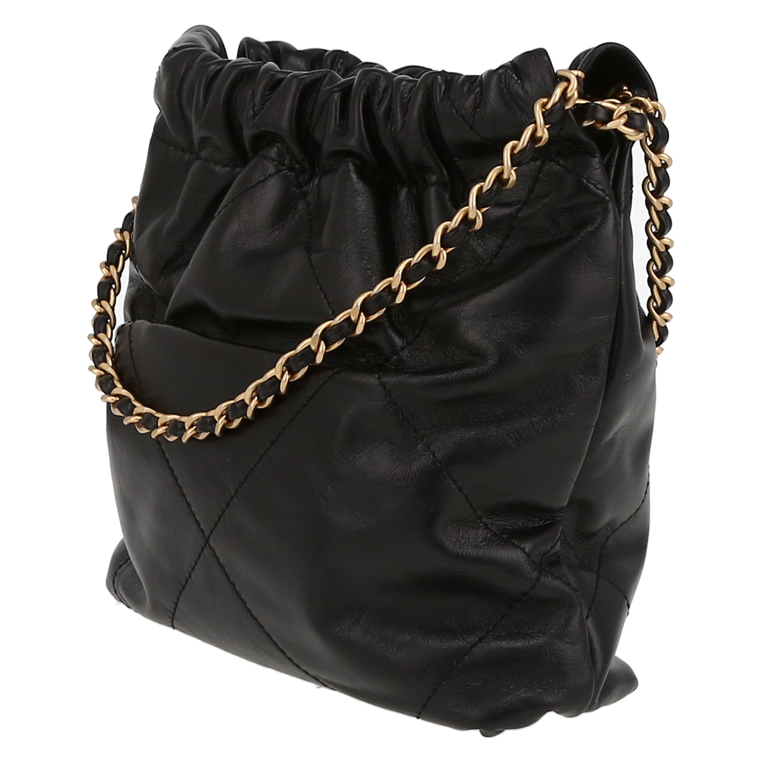 Chanel 22 mini shopping bag in black leather - Detail D5