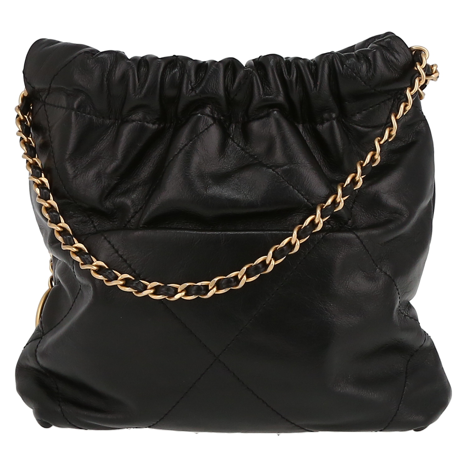 Sac cabas Chanel 22 mini en cuir noir - Detail D7