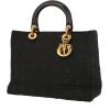 Dior  Lady Dior handbag  in black canvas cannage  and black patent leather - 00pp thumbnail