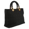 Dior  Lady Dior handbag  in black canvas cannage  and black patent leather - Detail D6 thumbnail