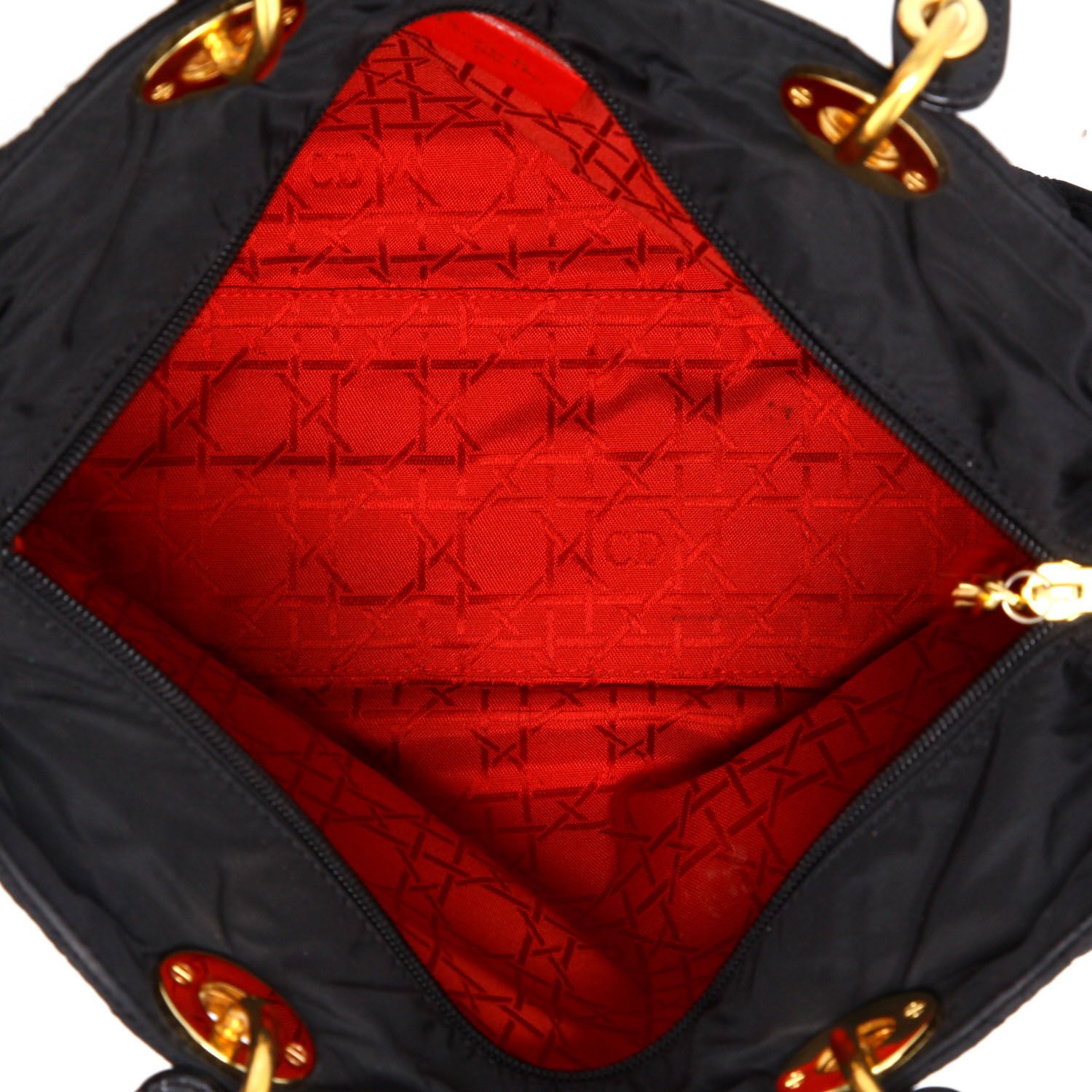 Bolso de mano Dior  Lady Dior en lona cannage negra y charol negro - Detail D8