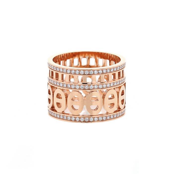 Hermès Chaîne D'ancre Divine medium model ring in pink gold and diamonds
