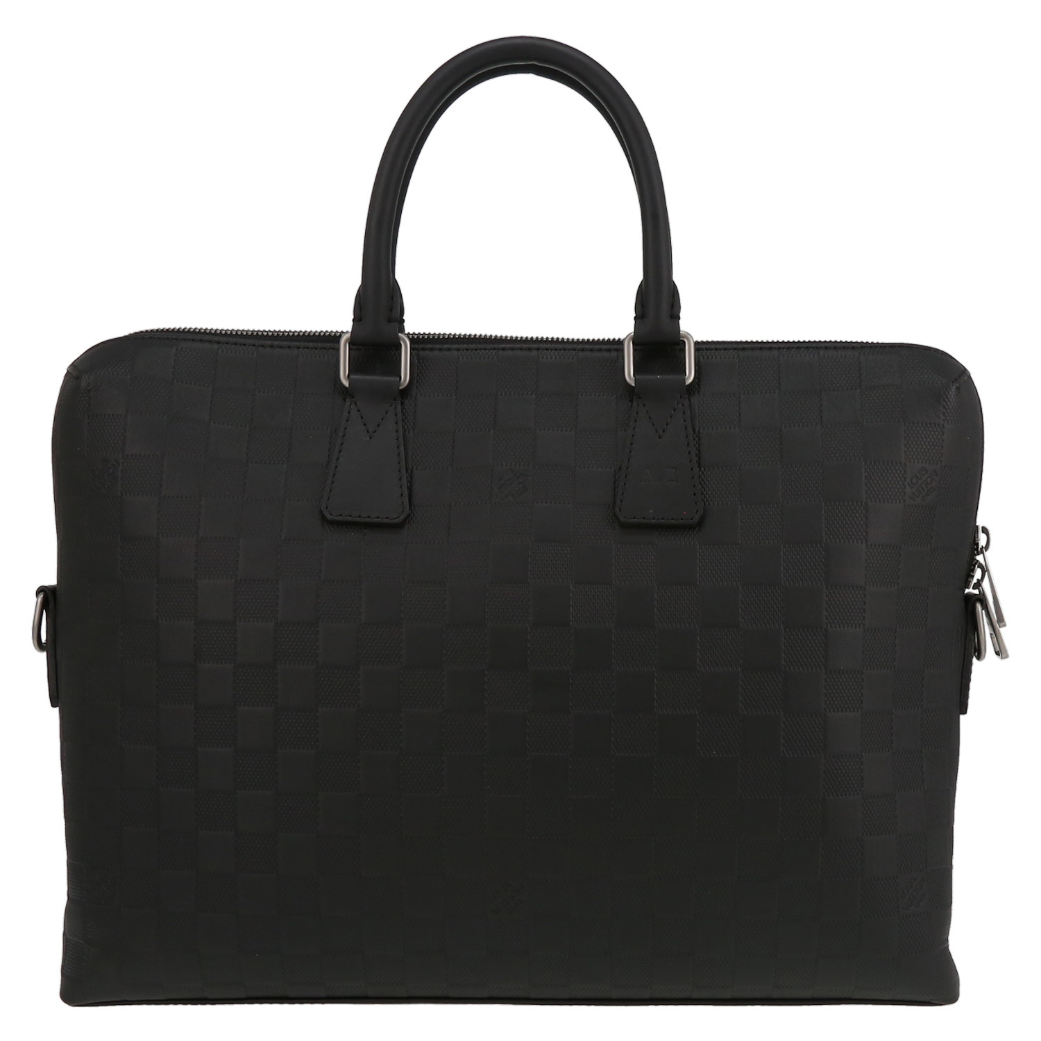 Louis Vuitton  Porte documents Voyage briefcase  in black damier canvas  and black leather - Detail D7