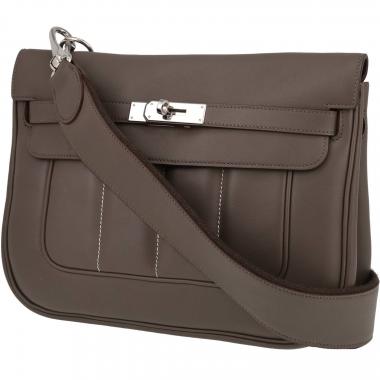 Sac bandoulière Hermès  Berline en cuir Swift gris