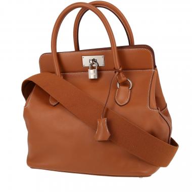 Bolso de mano Hermès  Tool Box en cuero swift color oro