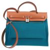 Hermès  Herbag handbag  in blue canvas  and natural Hunter cowhide - Detail D7 thumbnail