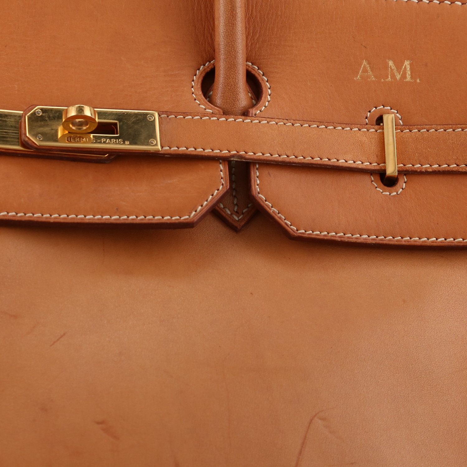 Bolso de mano Hermès  Birkin 40 cm en cuero natural - Detail D1