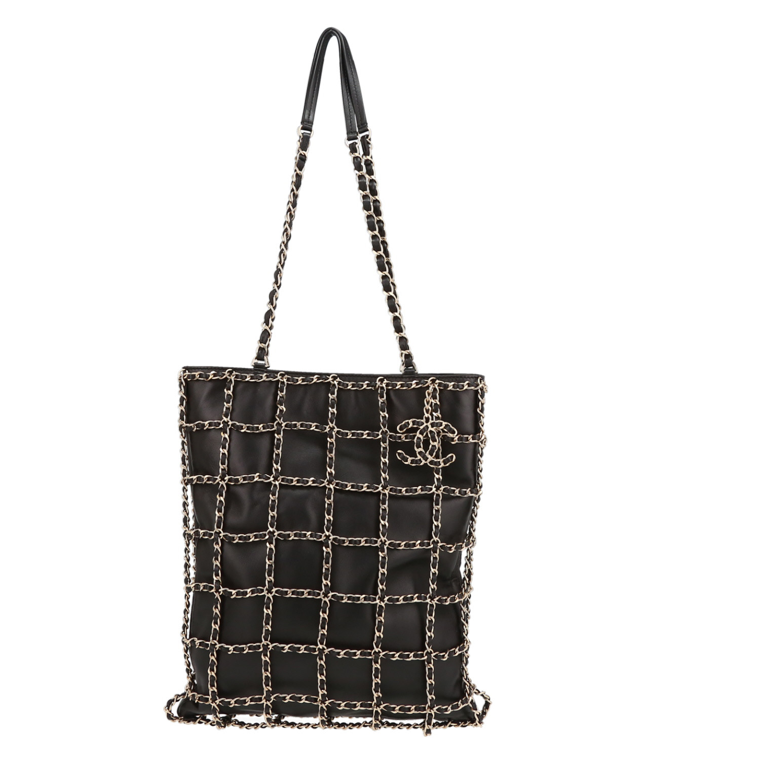 Sac cabas Chanel   en cuir noir - Detail D2