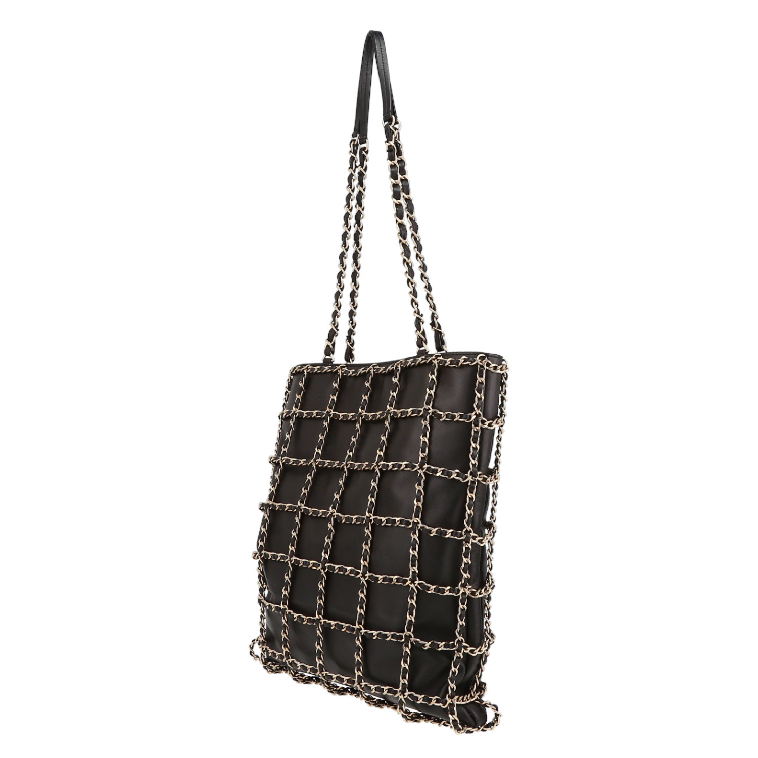 Sac cabas Chanel   en cuir noir - Detail D5