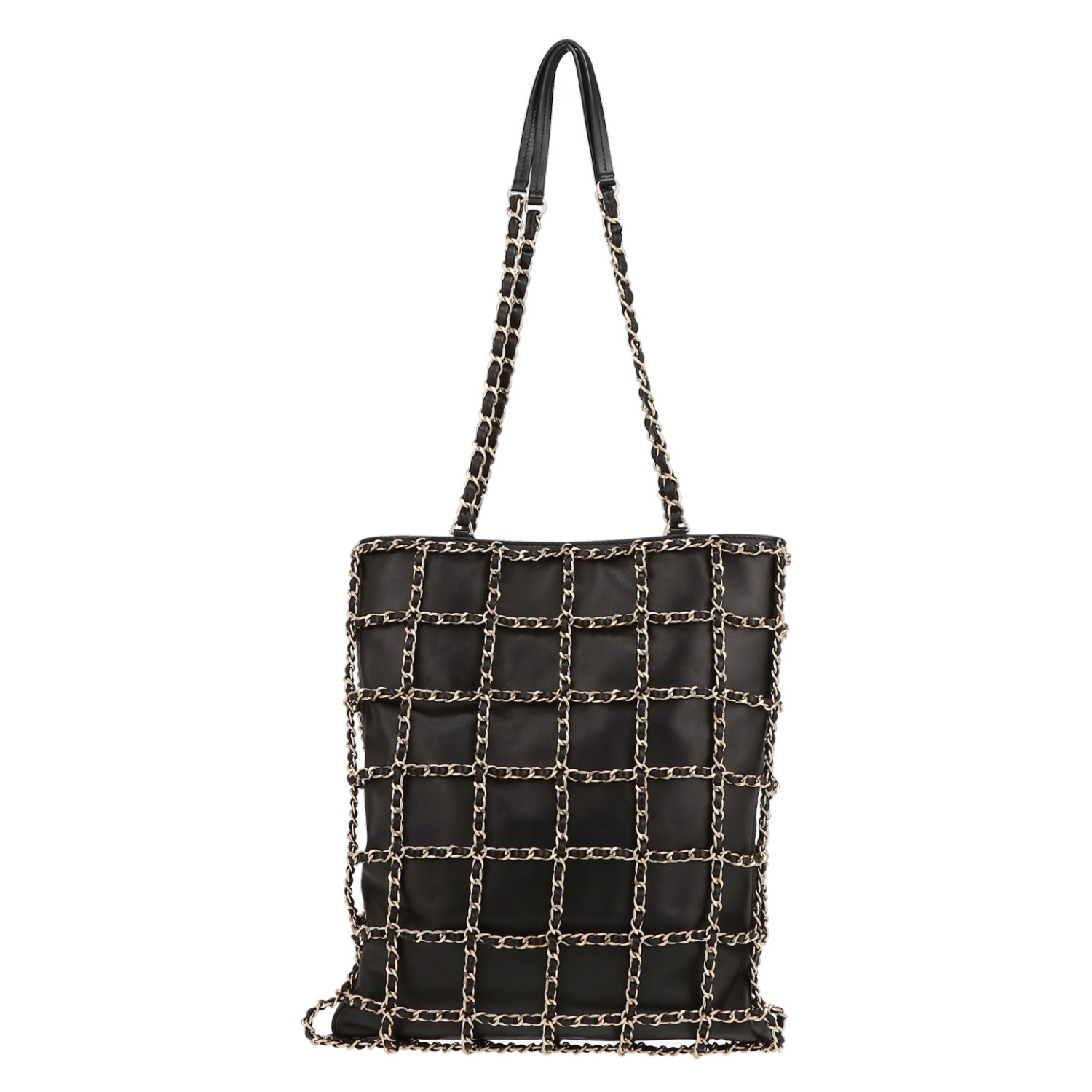 Chanel   shopping bag  in black leather - Detail D7