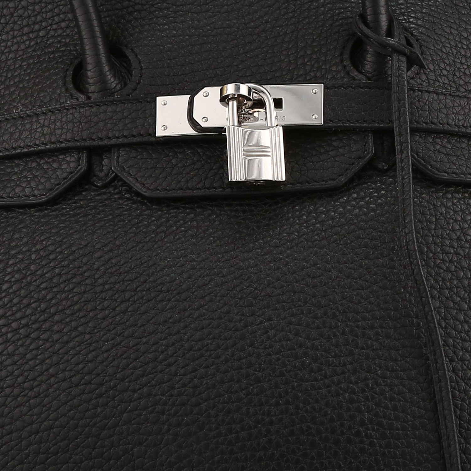 Bolso de mano Hermès  Birkin 35 cm en cuero taurillon clémence negro - Detail D1