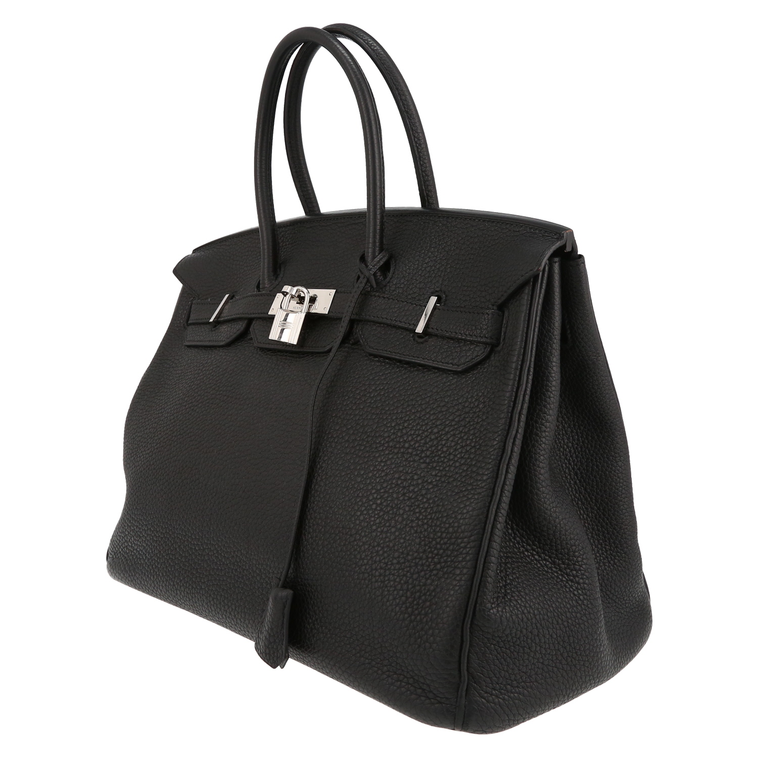 Sac à main Hermès  Birkin 35 cm en cuir taurillon clémence noir - Detail D3