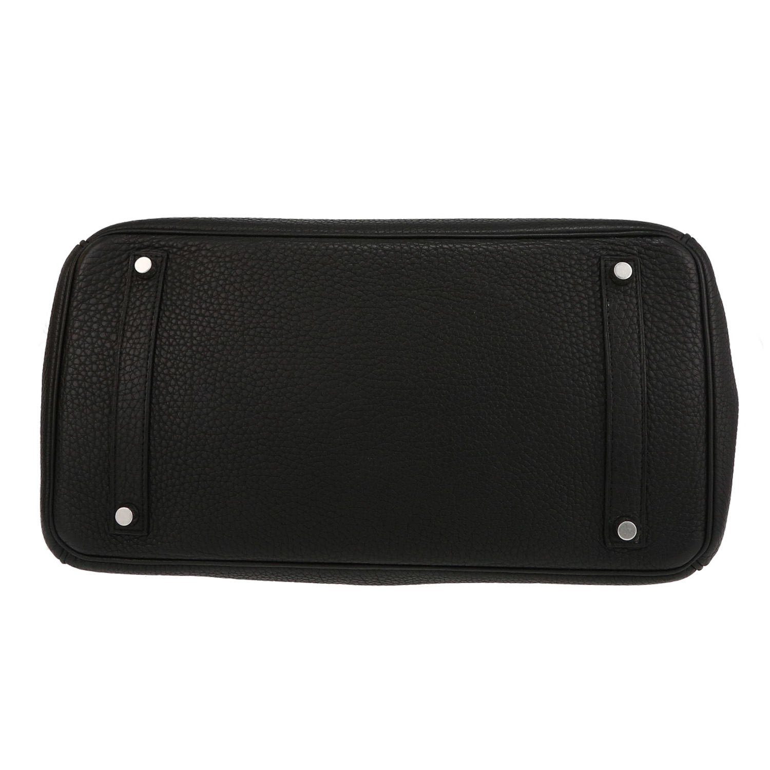 Bolso de mano Hermès  Birkin 35 cm en cuero taurillon clémence negro - Detail D4