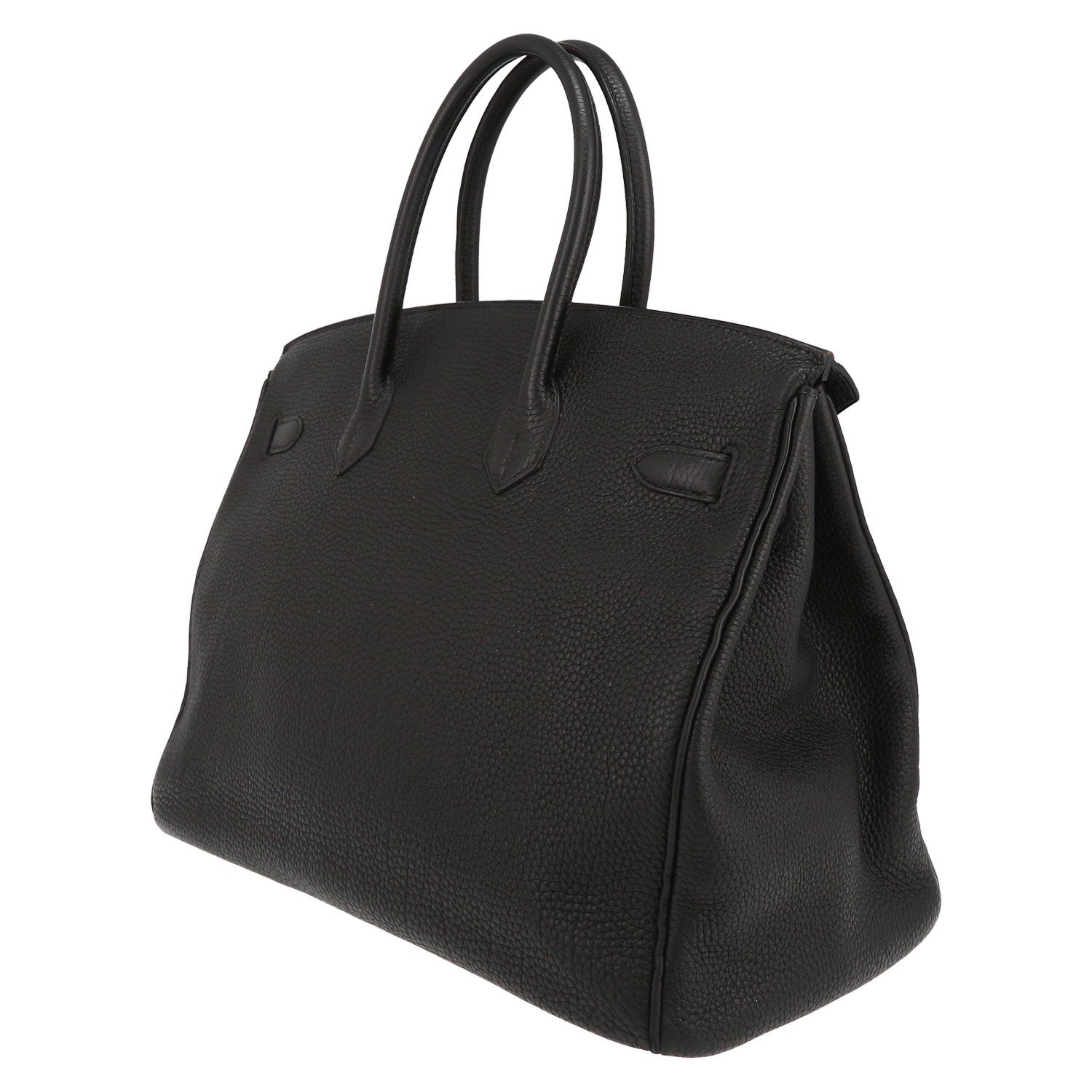 Sac à main Hermès  Birkin 35 cm en cuir taurillon clémence noir - Detail D5