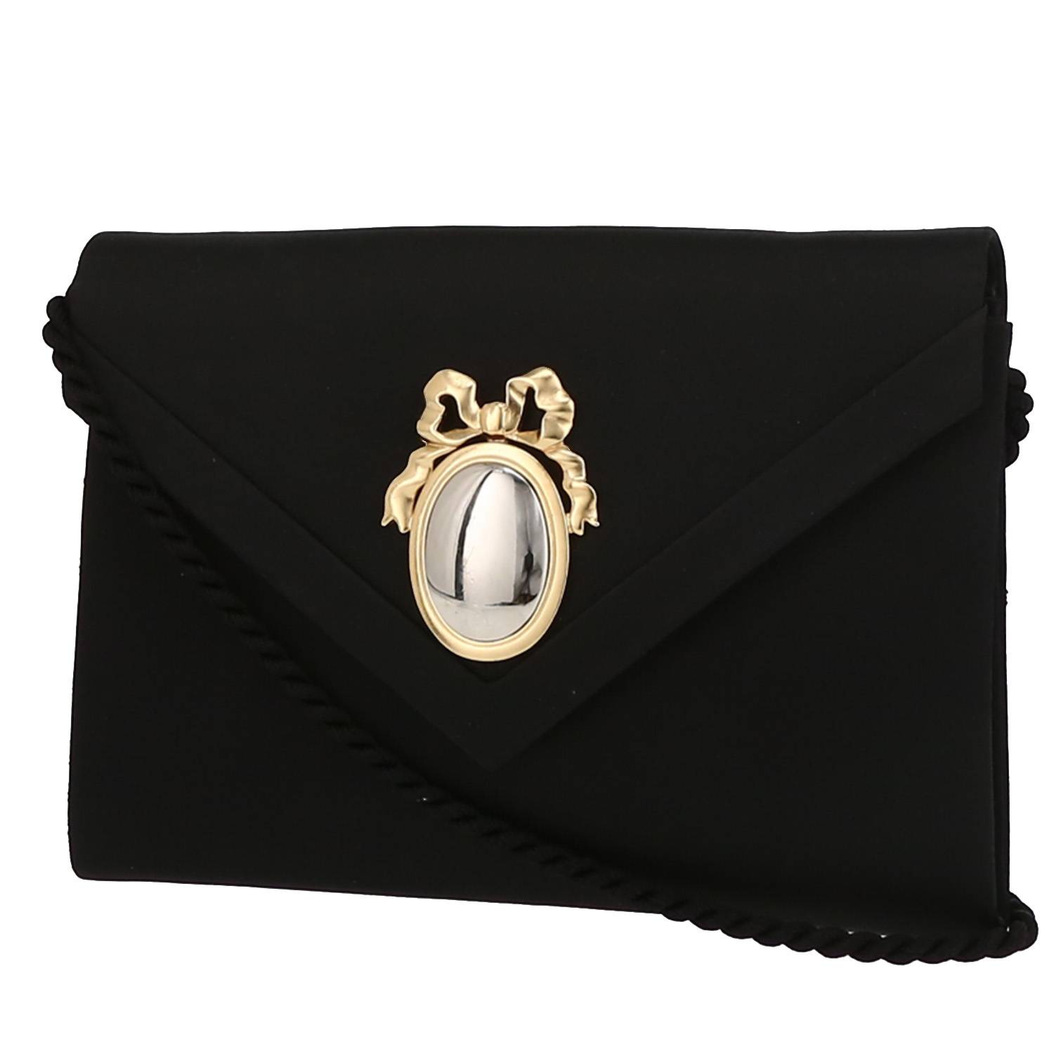 Handbag/Clutch In Black Satin