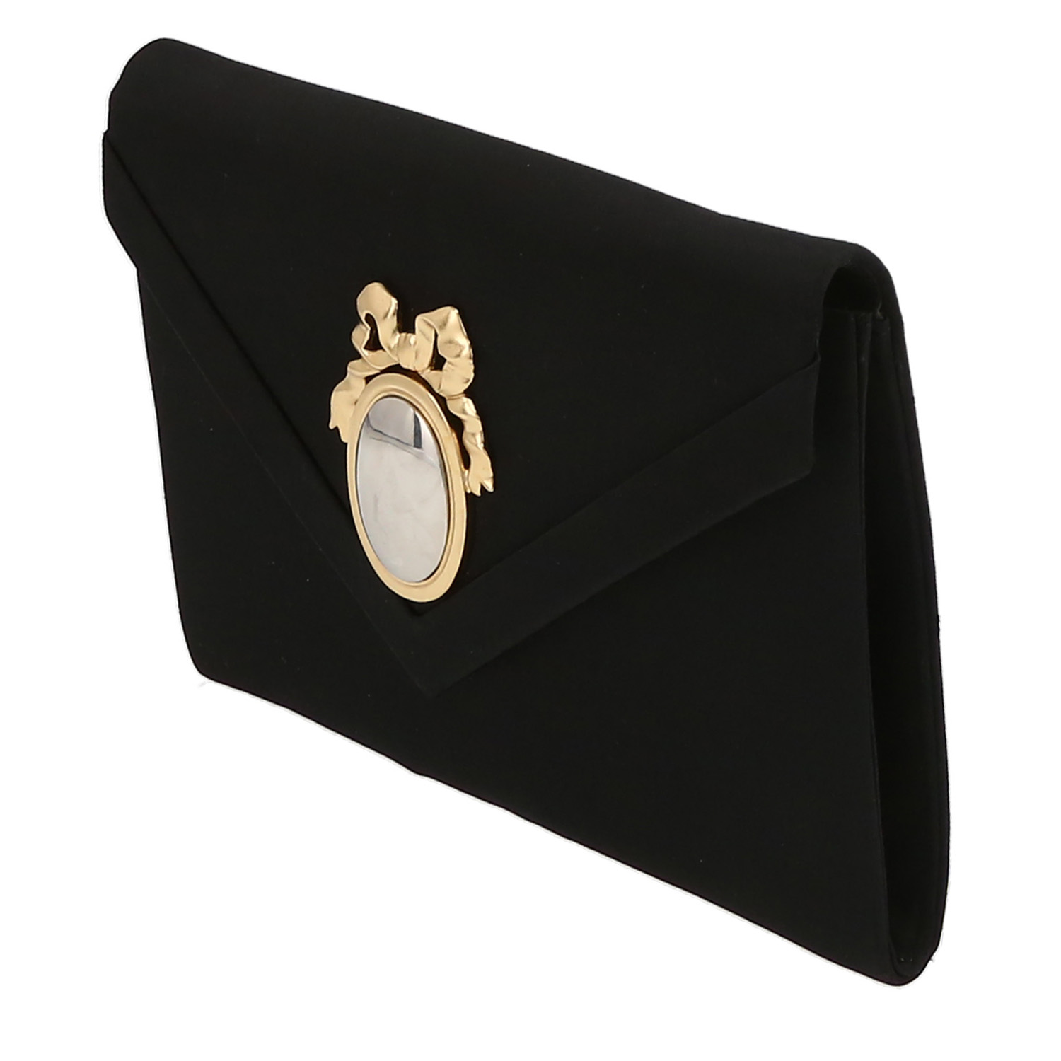 Bolso/bolsito Dior  Vintage en satén negro - Detail D3