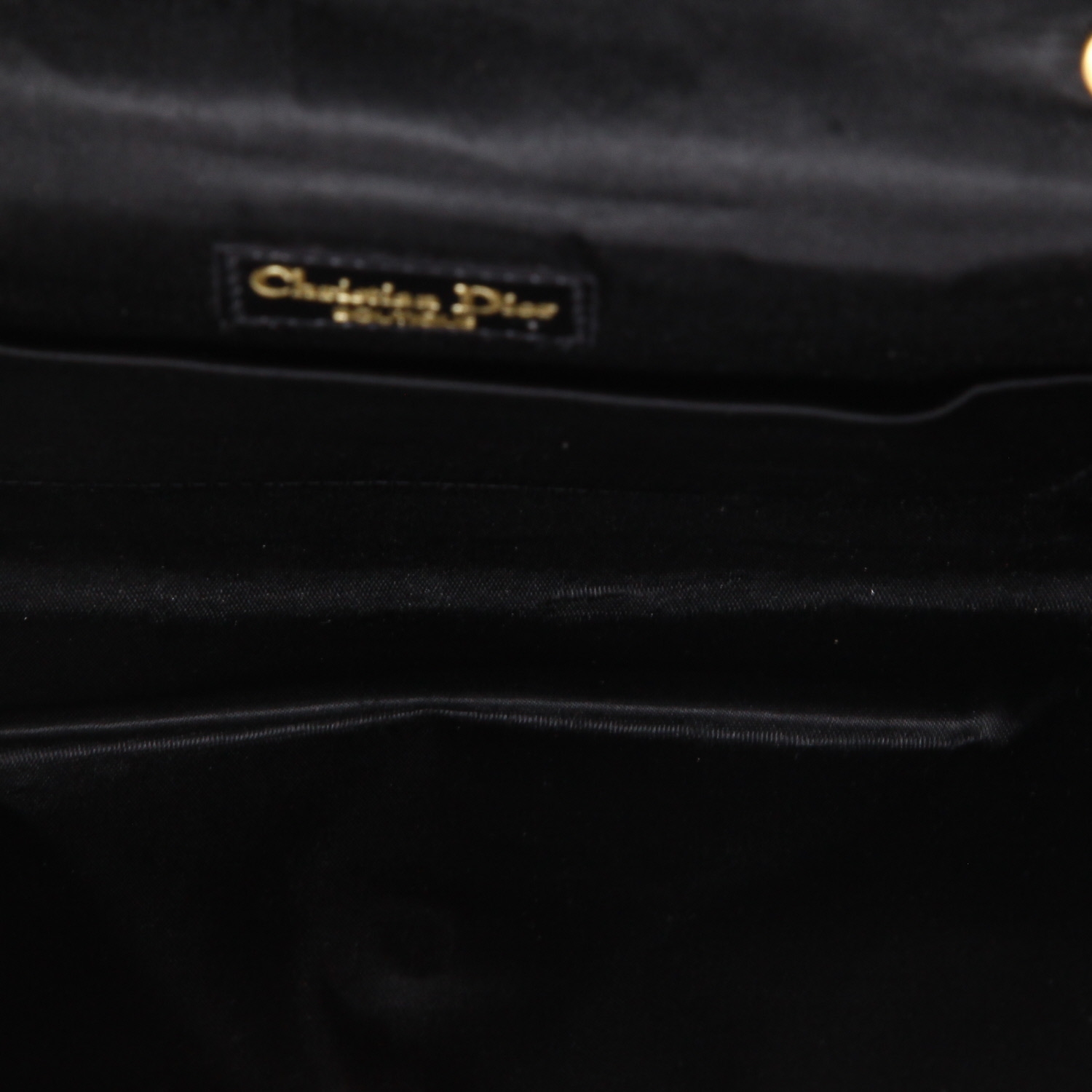 Sac/pochette Dior  Vintage en satin noir - Detail D8