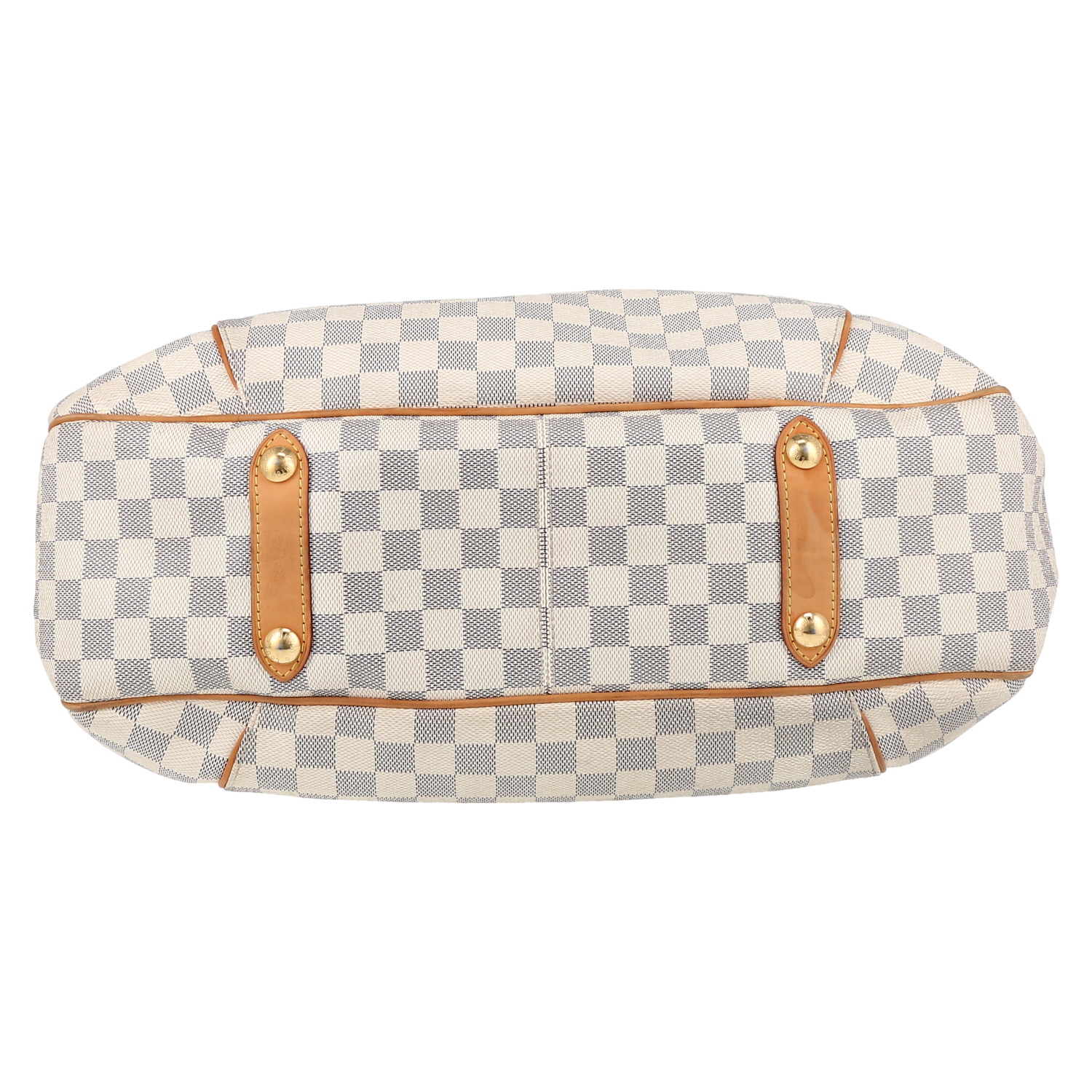 Sac à main Louis Vuitton  Galliera en toile damier azur et cuir naturel - Detail D1