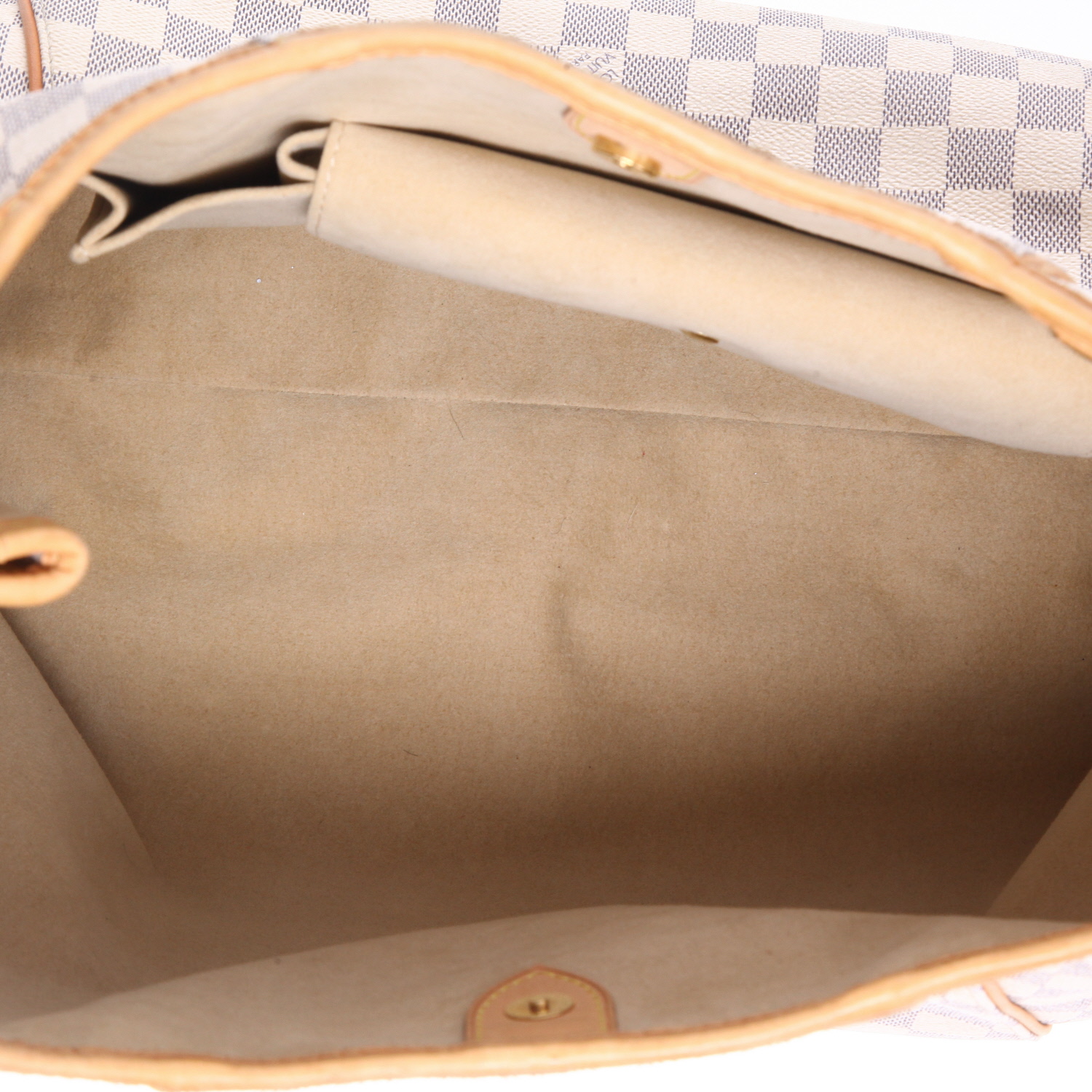 Sac à main Louis Vuitton  Galliera en toile damier azur et cuir naturel - Detail D3