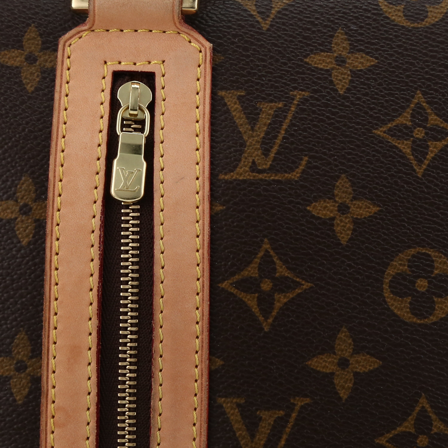 Louis Vuitton  Bosphore bag  in brown monogram canvas  and natural leather - Detail D1