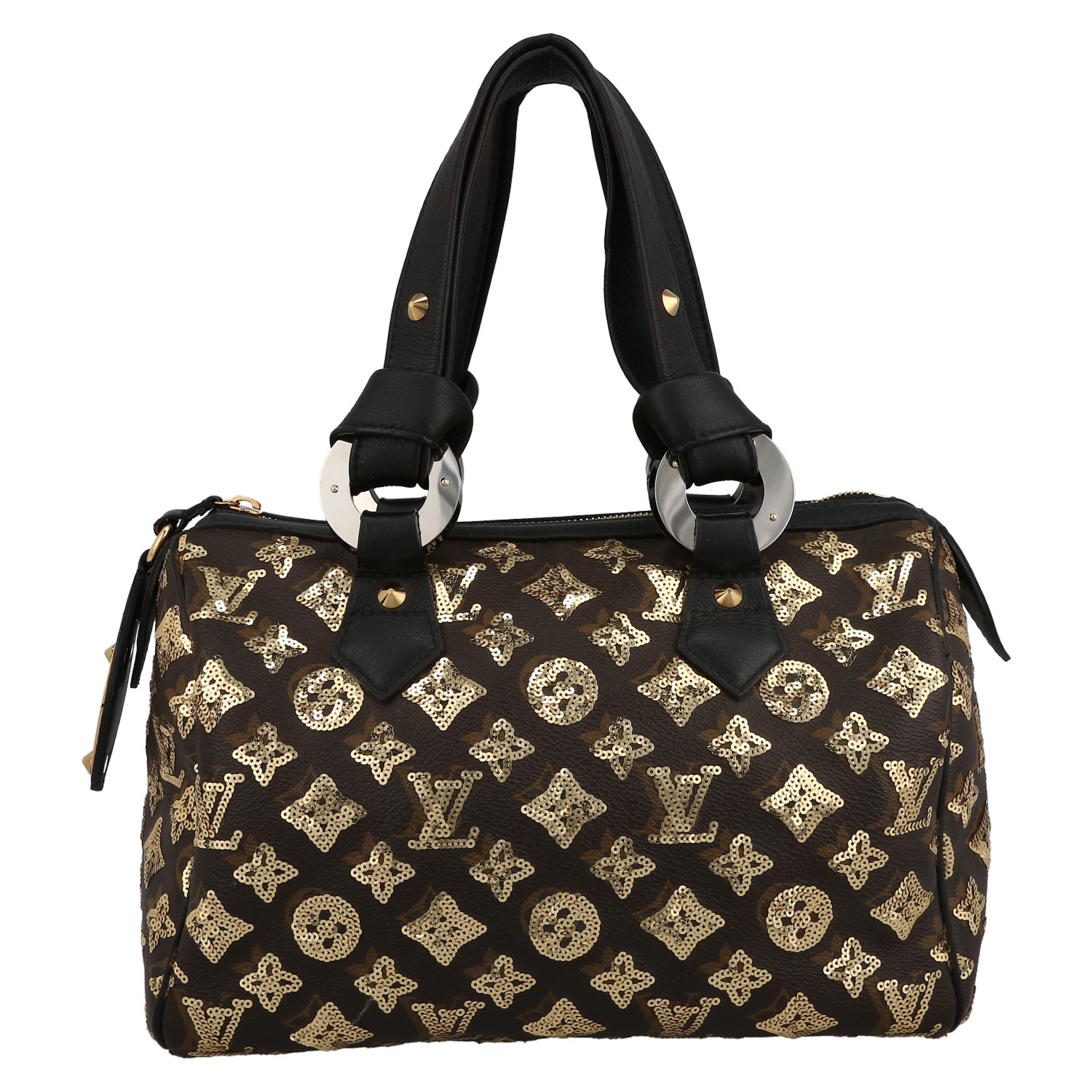 Sac à main Louis Vuitton   en toile monogram marron et sequin doré - Detail D2