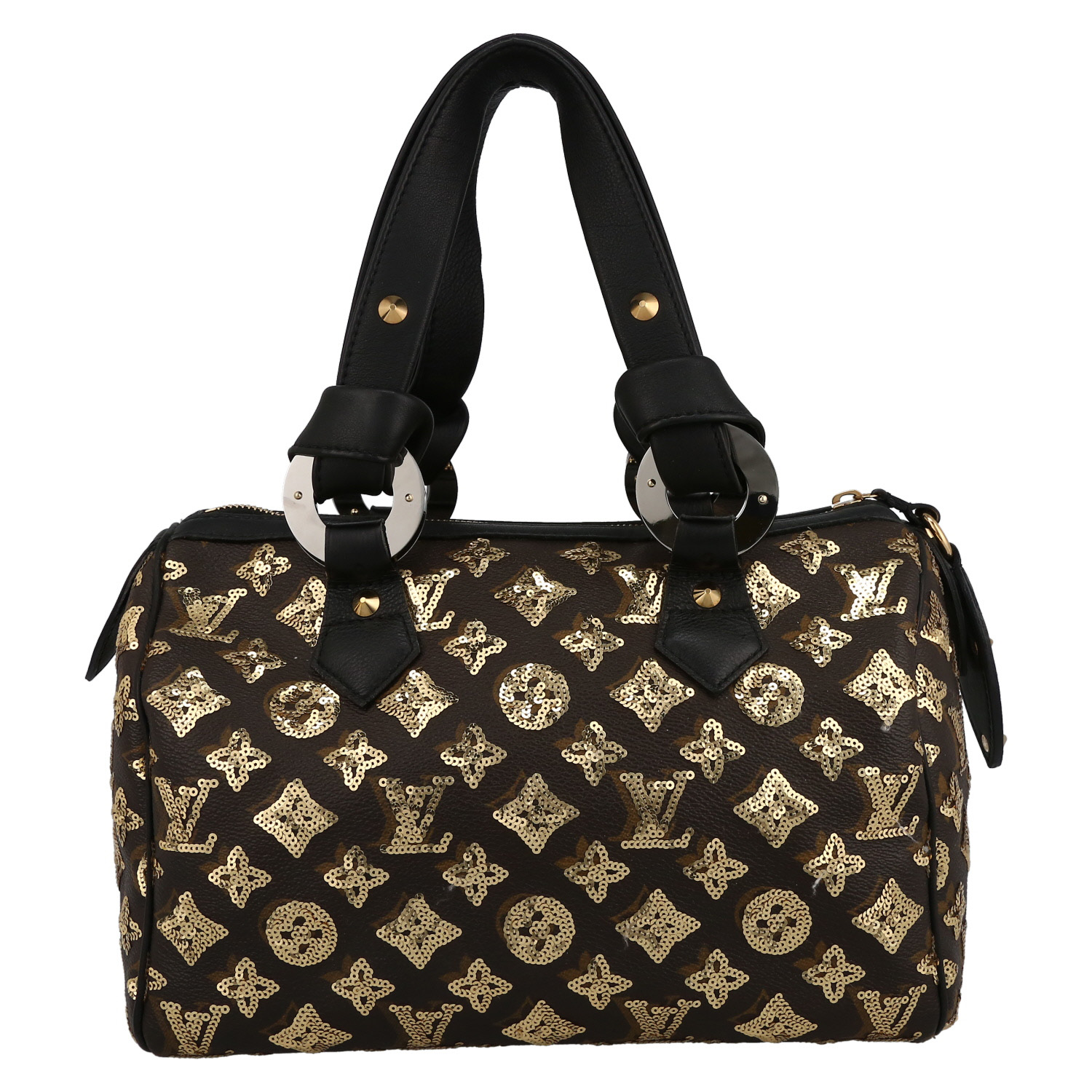 Borsa Louis Vuitton   in tela monogram marrone e paillettes dorate - Detail D7