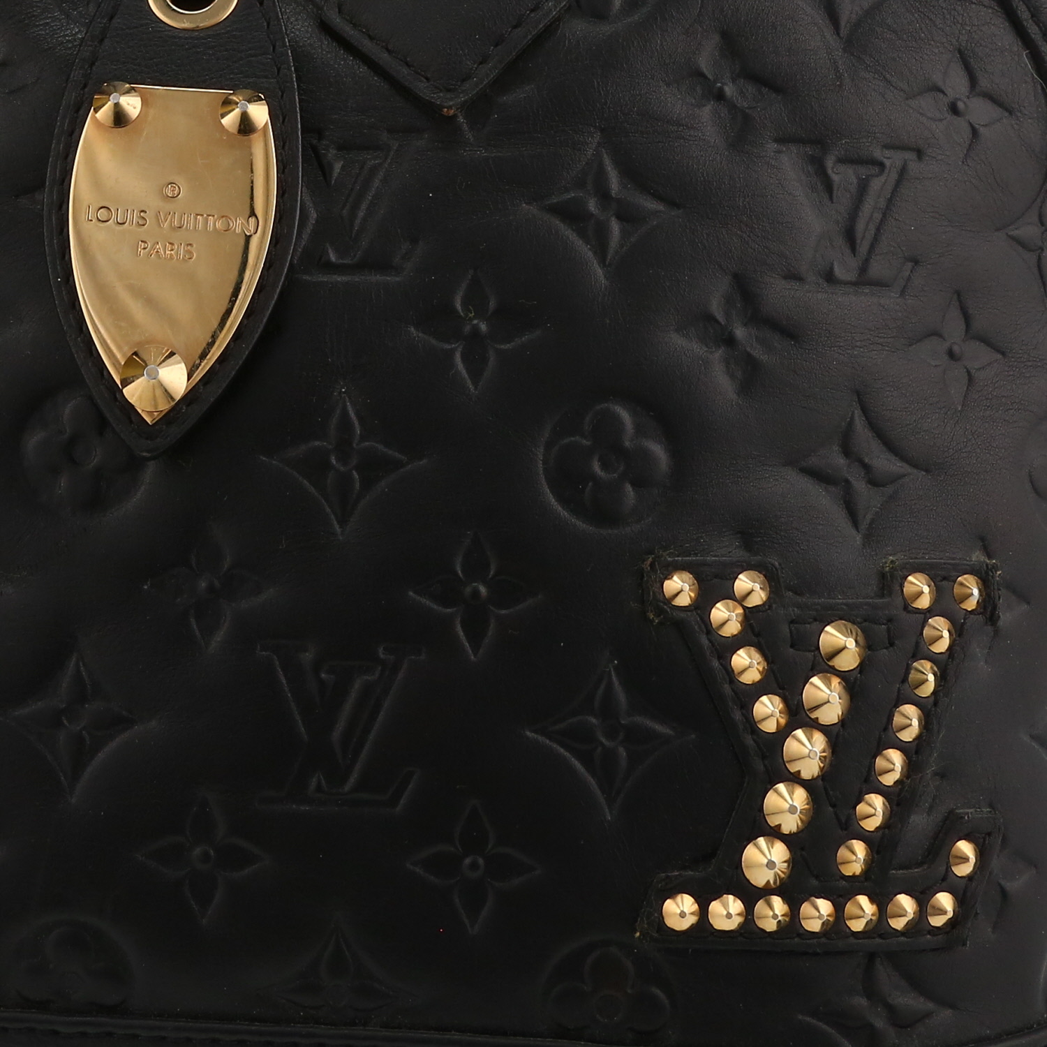 Bolso de mano Louis Vuitton  Mon Double Jeu Néo Alma en cuero Monogram negro y lona bronce - Detail D1