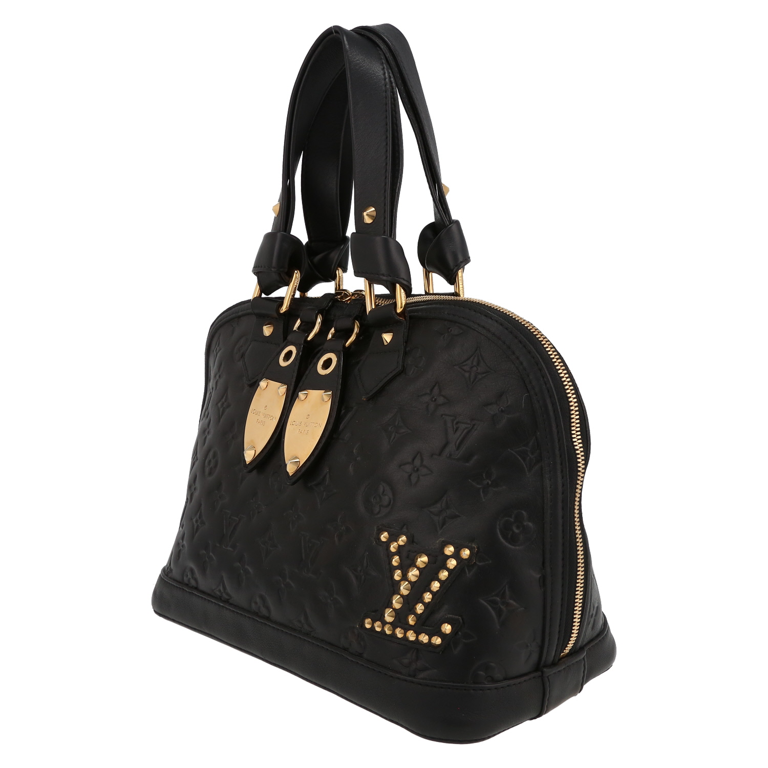 Bolso de mano Louis Vuitton  Mon Double Jeu Néo Alma en cuero Monogram negro y lona bronce - Detail D3